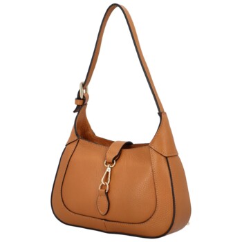 Dámská kožená kabelka přes rameno světle hnědá - Delami Levellois