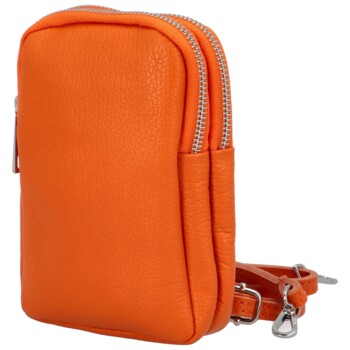 Dámské kožené crossbody pouzdro oranžové - Delami Valli