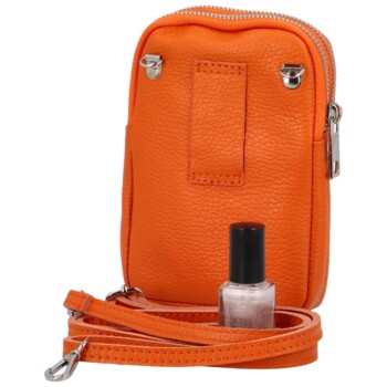 Dámské kožené crossbody pouzdro oranžové - Delami Valli