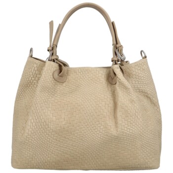 Dámská kožená kabelka béžová - Delami Minestra
