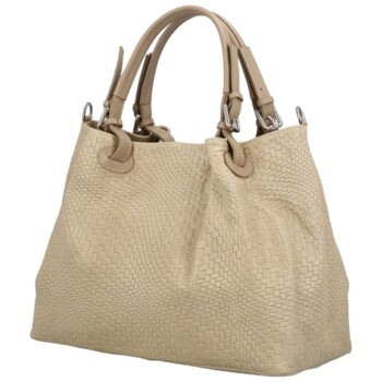 Dámská kožená kabelka béžová - Delami Minestra