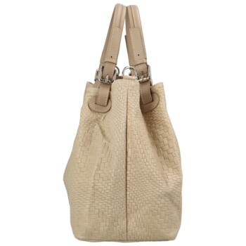 Dámská kožená kabelka béžová - Delami Minestra