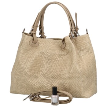 Dámská kožená kabelka béžová - Delami Minestra