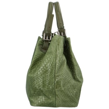 Dámská kožená kabelka olivově zelená - Delami Minestra
