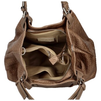 Dámská kožená kabelka hnědá - Delami Minestra