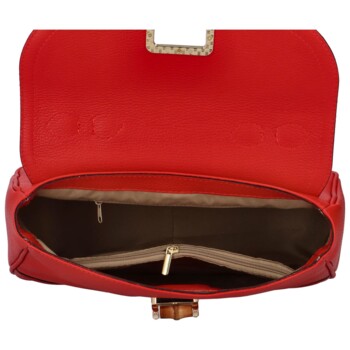 Dámská kožená kabelka do ruky červená - Delami Avelio
