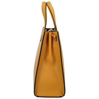 Dámská kožená kabelka do ruky tmavě žlutá - Delami Silvia