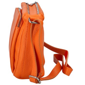 Dámská kožená crossbody kabelka oranžová - ItalY Bandit 2