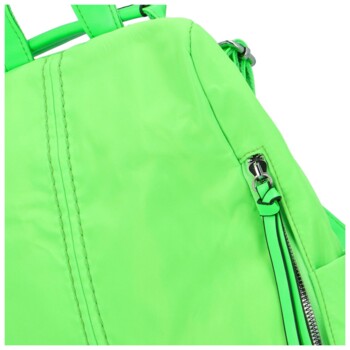 Dámský látkový batoh kabelka neonově zelený - Paolo Bags Myrtha