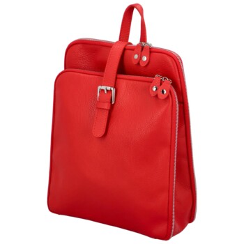 Dámský kožený batoh kabelka červený - Delami Fifa