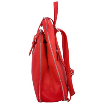 Dámský kožený batoh kabelka červený - Delami Fifa