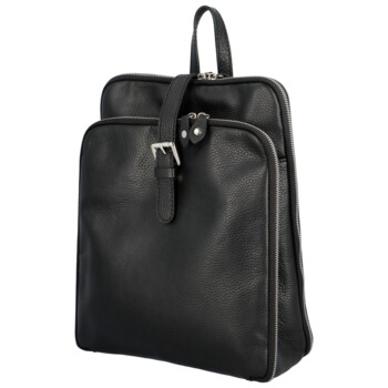Dámský kožený batoh kabelka černý - Delami Fifa