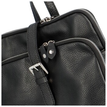 Dámský kožený batoh kabelka černý - Delami Fifa