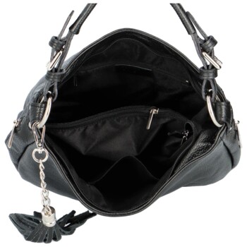 Dámská kožená kabelka přes rameno černá - Delami Fineska