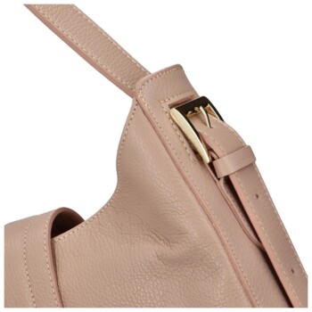 Dámská kožená kabelka přes rameno pudrově růžová - Delami Denni