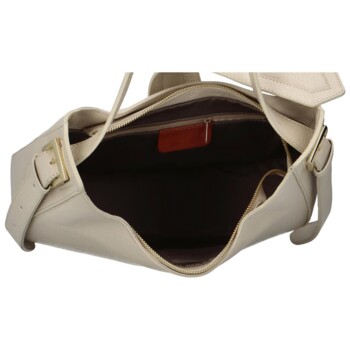 Dámská kožená kabelka přes rameno světle béžová - Delami Denni