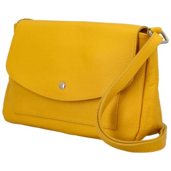 Dámská kožená crossbody kabelka žlutá - Delami Bewerly