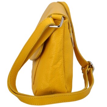 Dámská kožená crossbody kabelka žlutá - Delami Bewerly