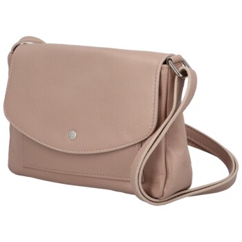 Dámská kožená crossbody kabelka bledě růžová - Delami Bewerly