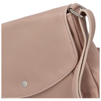 Dámská kožená crossbody kabelka bledě růžová - Delami Bewerly