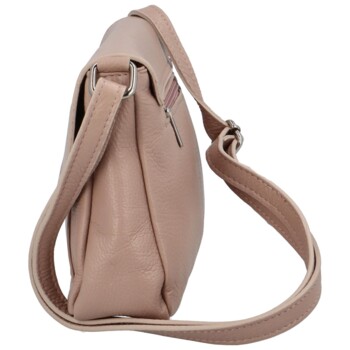 Dámská kožená crossbody kabelka bledě růžová - Delami Bewerly