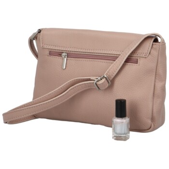 Dámská kožená crossbody kabelka bledě růžová - Delami Bewerly