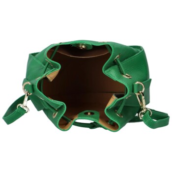 Dámská kožená kabelka přes rameno zelená - Delami Volira