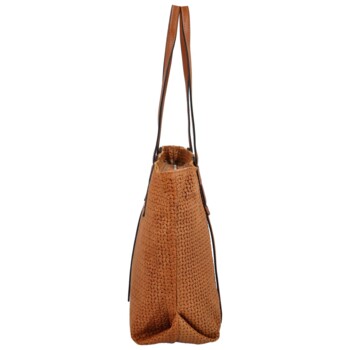 Dámská originální kožená kabelka světle hnědá - ItalY Drue Two