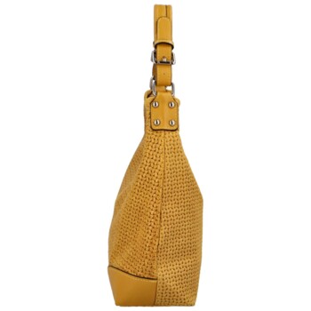 Dámská kožená kabelka tmavě žlutá - ItalY Inpelle Pattern