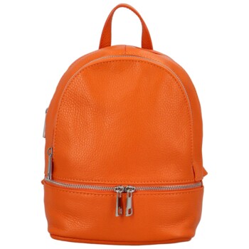Dámský kožený batůžek kabelka oranžový - Delami Veren