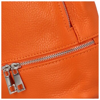 Dámský kožený batůžek kabelka oranžový - Delami Veren
