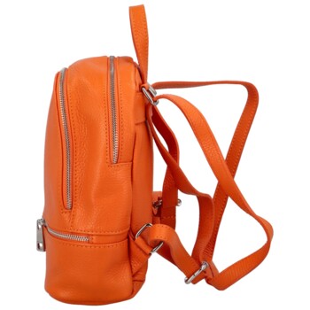 Dámský kožený batůžek kabelka oranžový - Delami Veren