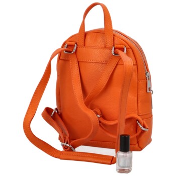 Dámský kožený batůžek kabelka oranžový - Delami Veren