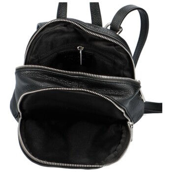 Dámský kožený batůžek kabelka černý - Delami Veren
