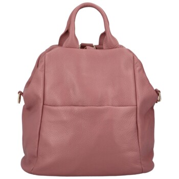 Dámský kožený batoh kabelka tmavě růžový - Delami Norzeus