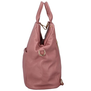 Dámský kožený batoh kabelka tmavě růžový - Delami Norzeus