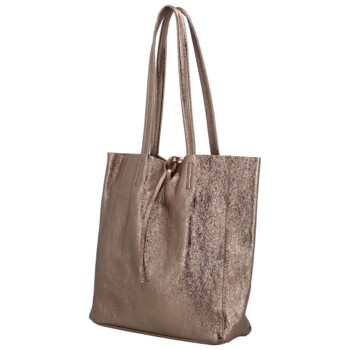 Dámská bronzová kožená kabelka přes rameno - ItalY Noox Lami Two 