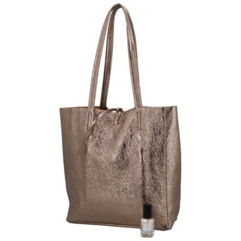 Dámská bronzová kožená kabelka přes rameno - ItalY Noox Lami Two 