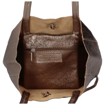 Dámská bronzová kožená kabelka přes rameno - ItalY Noox Lami Two 