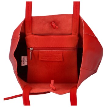 Dámská červená kožená kabelka přes rameno - ItalY Noox Two