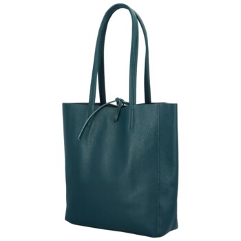 Dámská tmavě tyrkysová kožená kabelka přes rameno - ItalY Noox Two