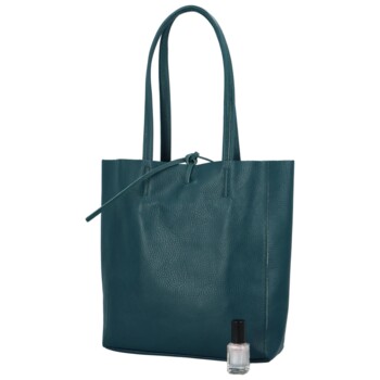 Dámská tmavě tyrkysová kožená kabelka přes rameno - ItalY Noox Two