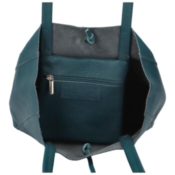 Dámská tmavě tyrkysová kožená kabelka přes rameno - ItalY Noox Two