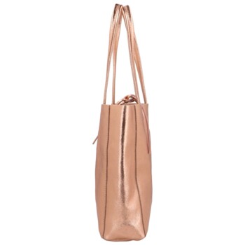 Dámská růžově zlatá kožená kabelka přes rameno - ItalY Noox Lami Two