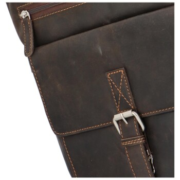 Pánská kožená crossbody taška tmavě hnědá - Greenwood Homend