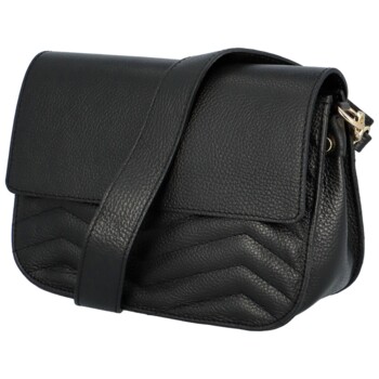 Dámská kožená crossbody kabelka černá - Delami Inelly