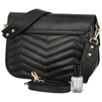 Dámská kožená crossbody kabelka černá - Delami Inelly