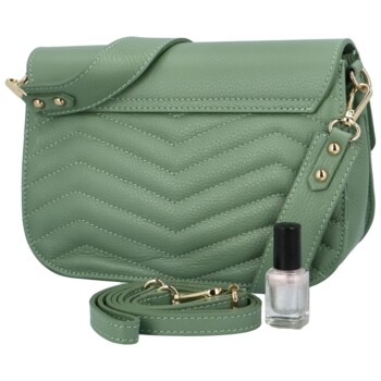Dámská kožená crossbody kabelka šedozelená - Delami Inelly