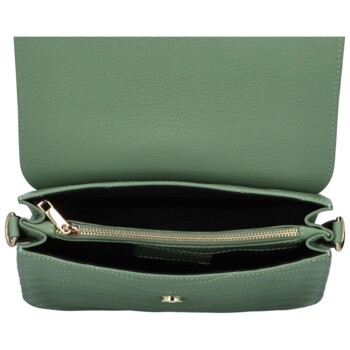 Dámská kožená crossbody kabelka šedozelená - Delami Inelly