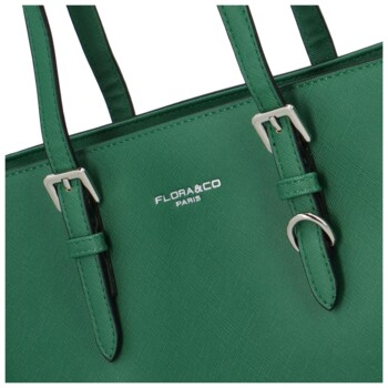 Dámská kabelka přes rameno saffiano tmavě zelená - FLORA&CO Aileen